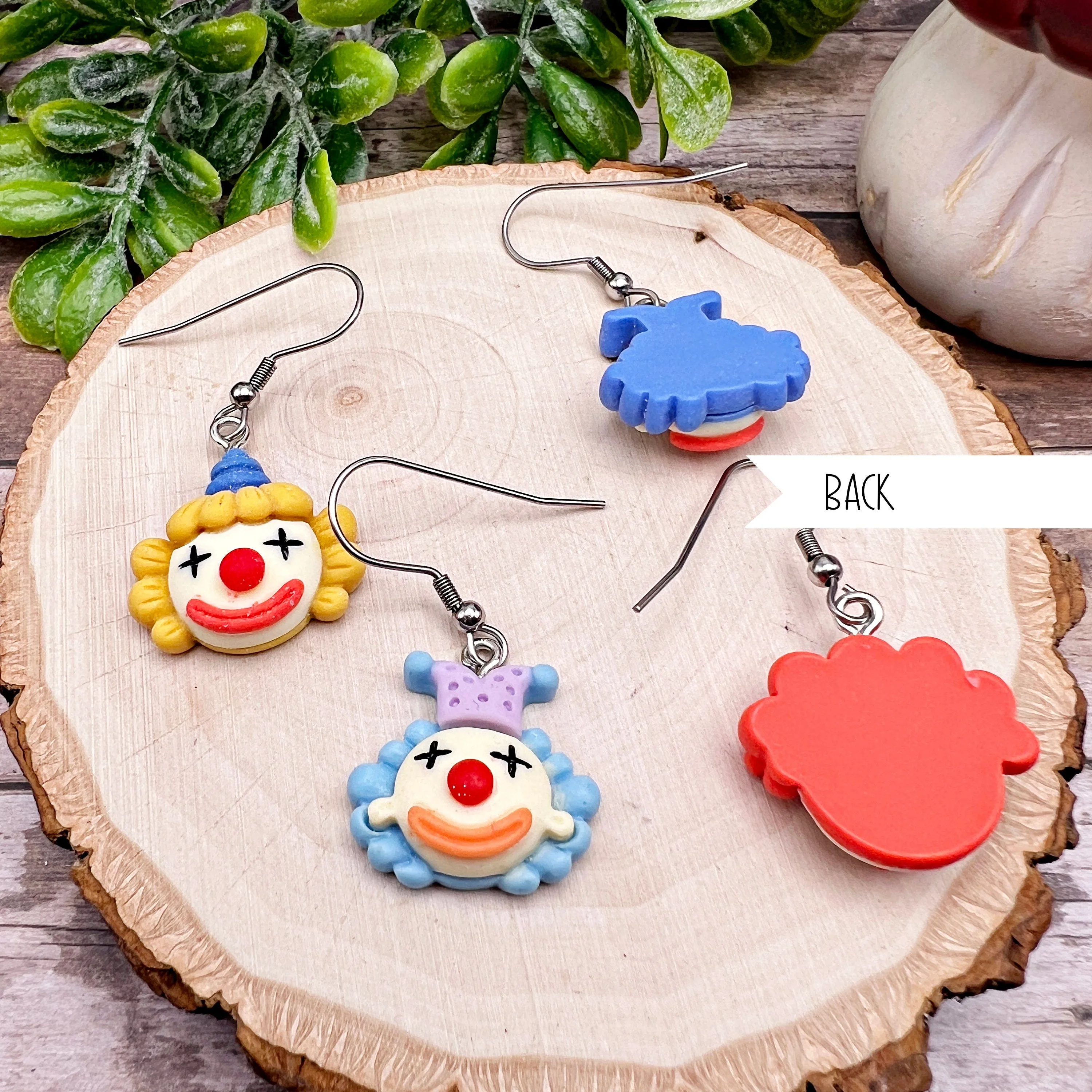 Weird Scary Kawaii Clown Hypoallergenic  Earrings Cute Yet Creepy