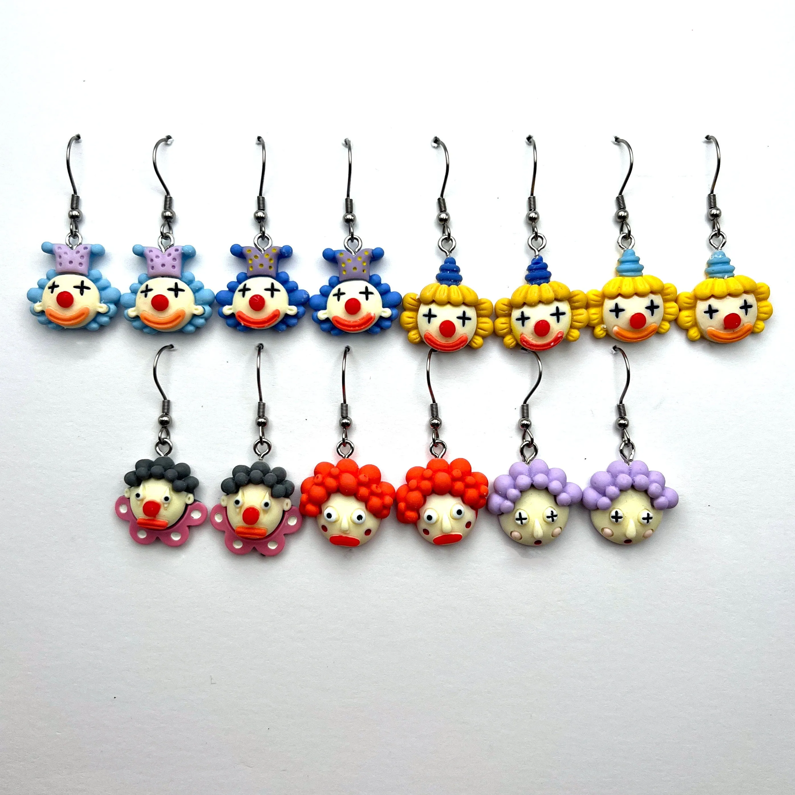 Weird Scary Kawaii Clown Hypoallergenic  Earrings Cute Yet Creepy