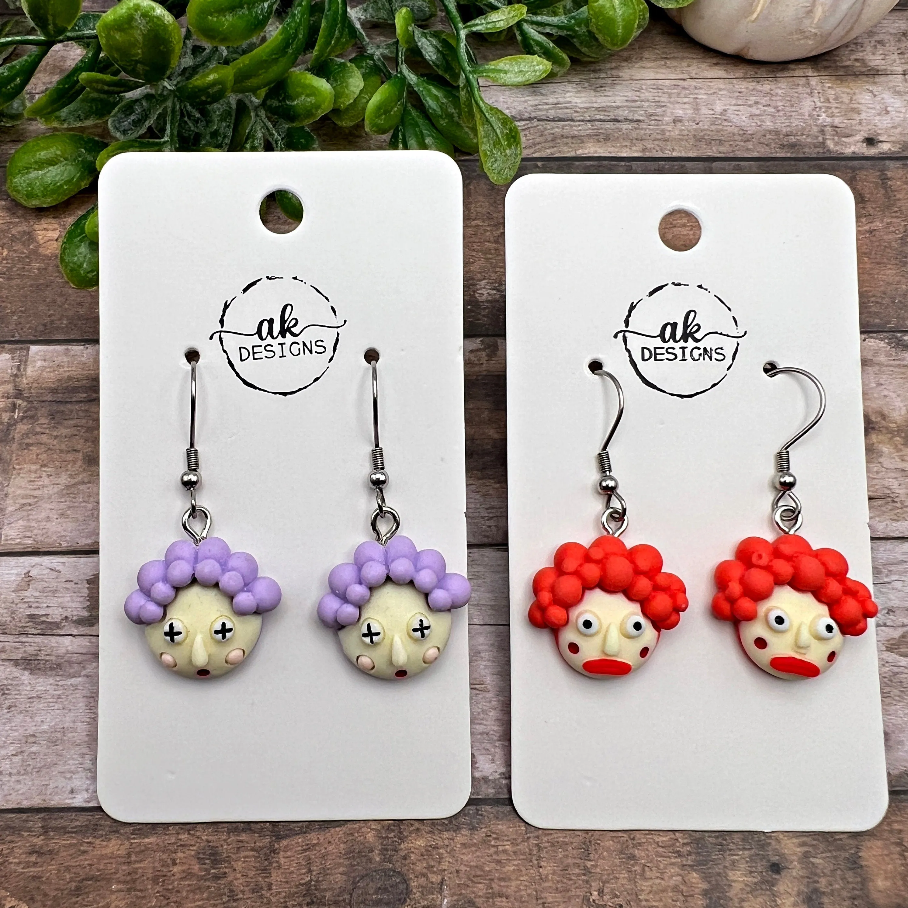 Weird Scary Kawaii Clown Hypoallergenic  Earrings Cute Yet Creepy