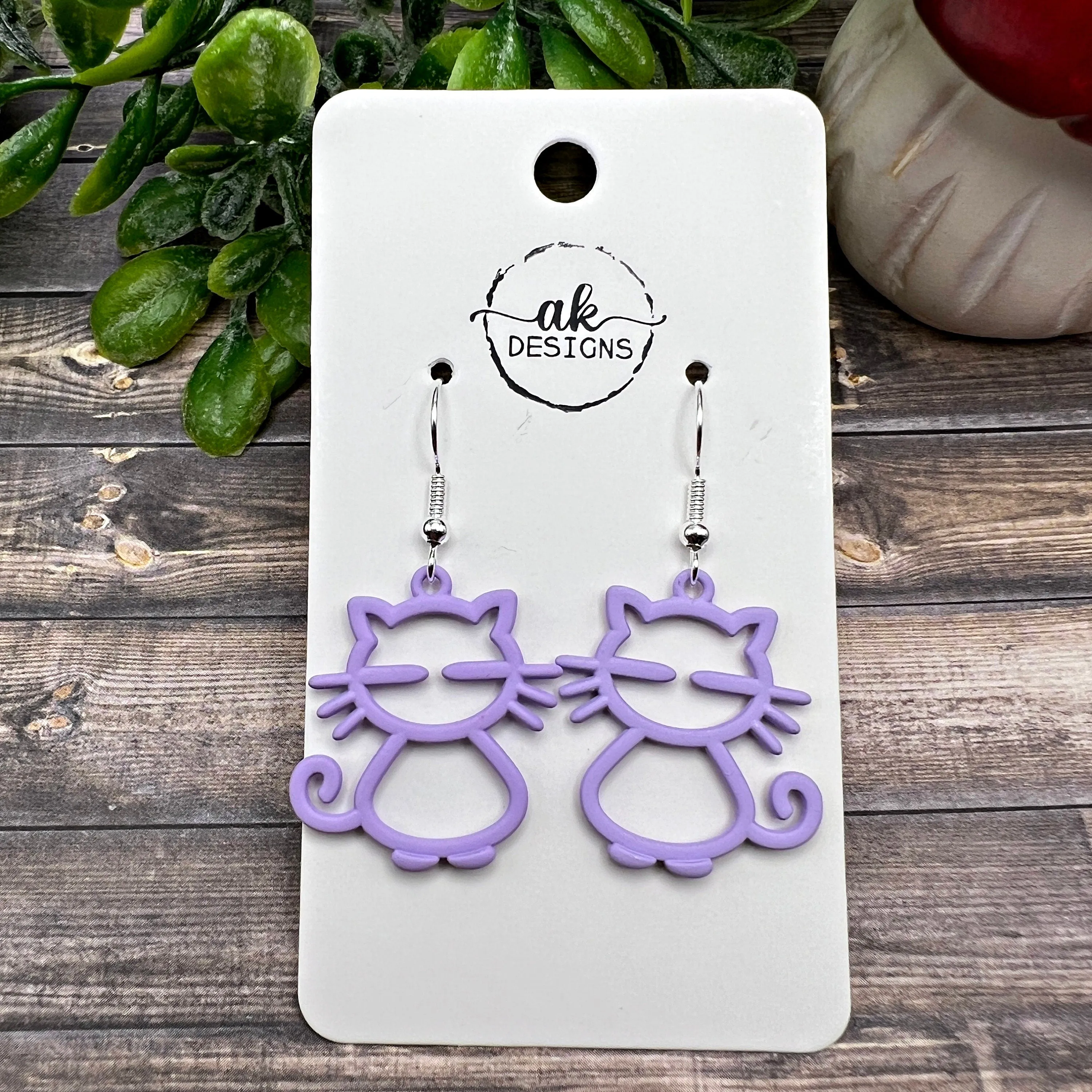 Whiskered Kitty Cat Earrings