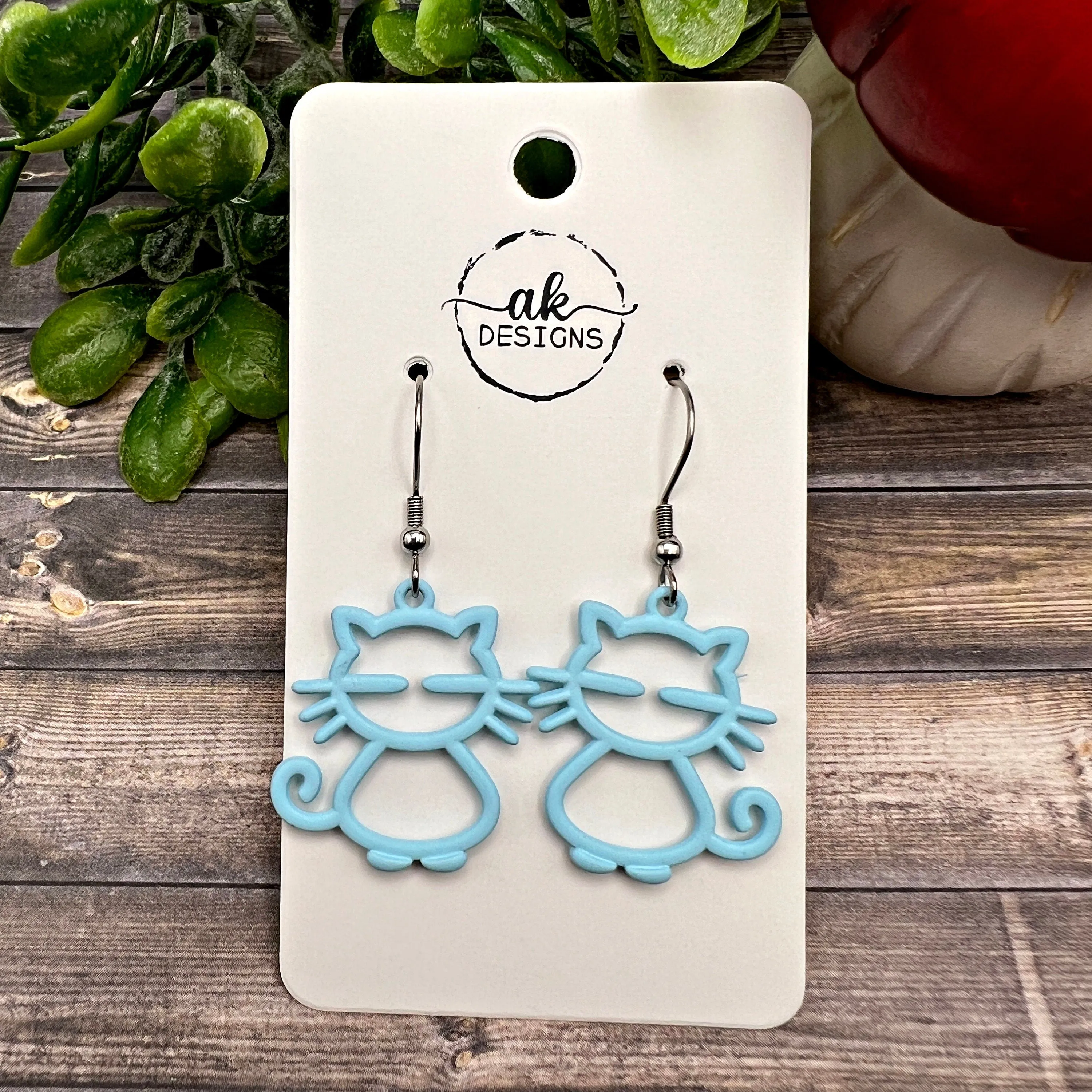 Whiskered Kitty Cat Earrings