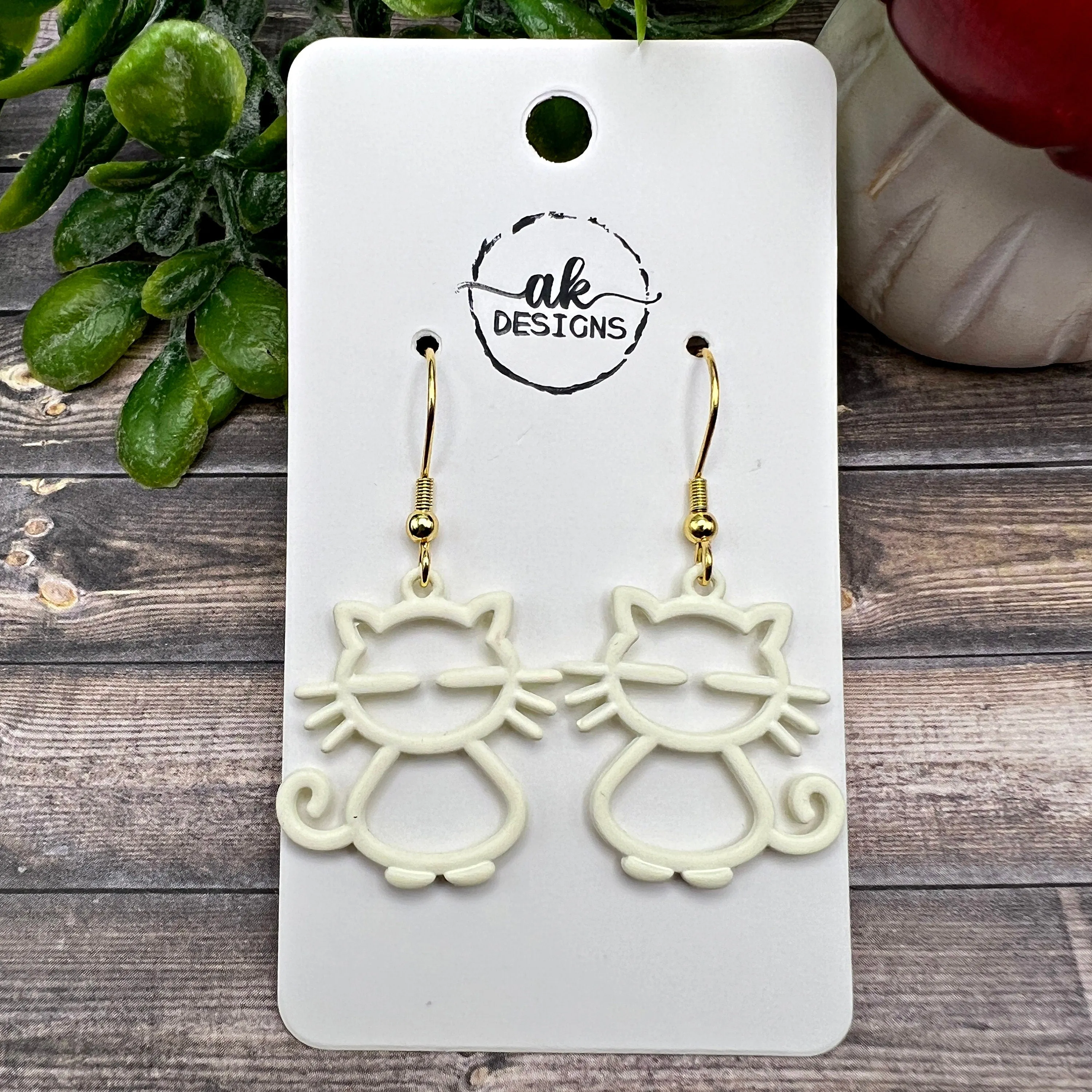 Whiskered Kitty Cat Earrings