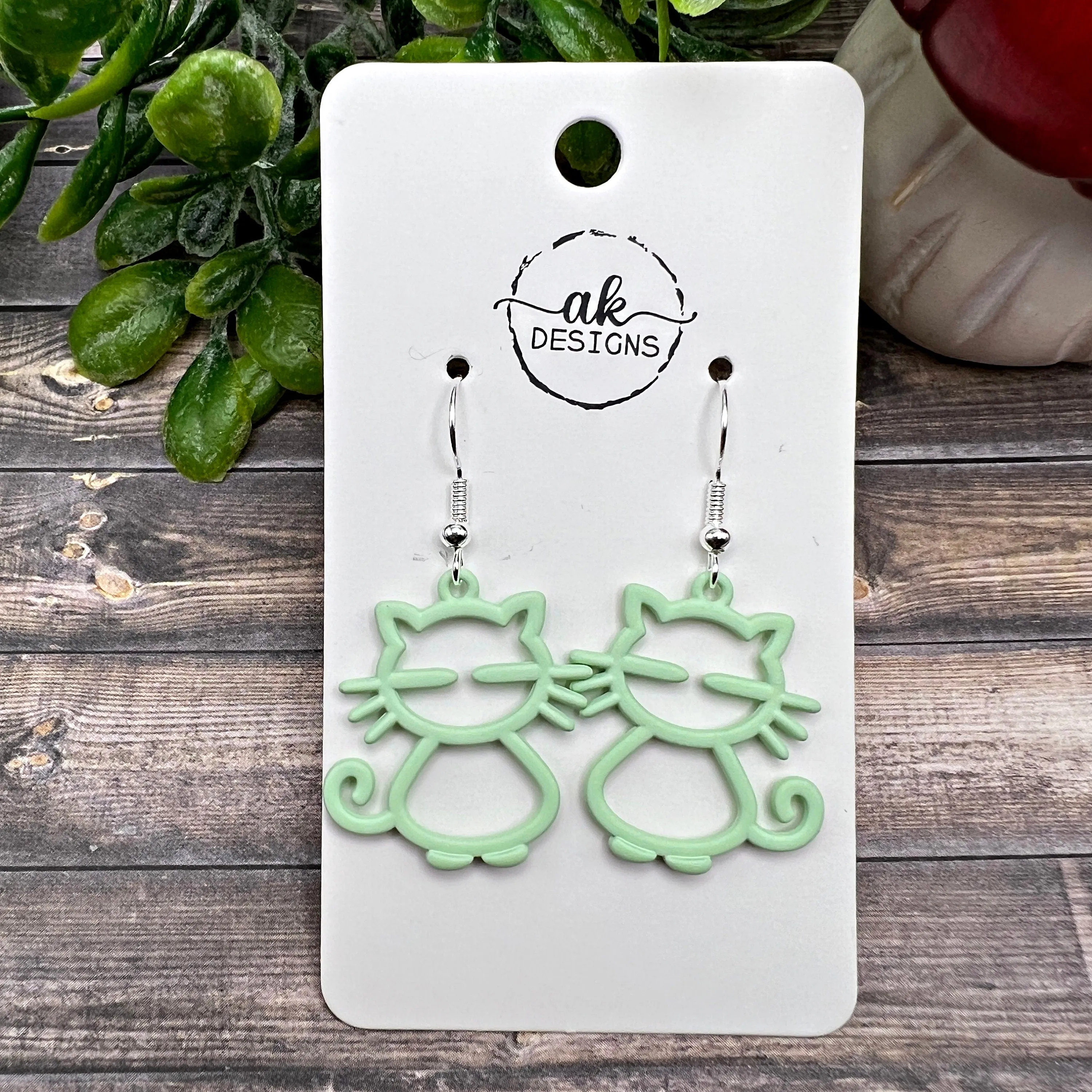 Whiskered Kitty Cat Earrings