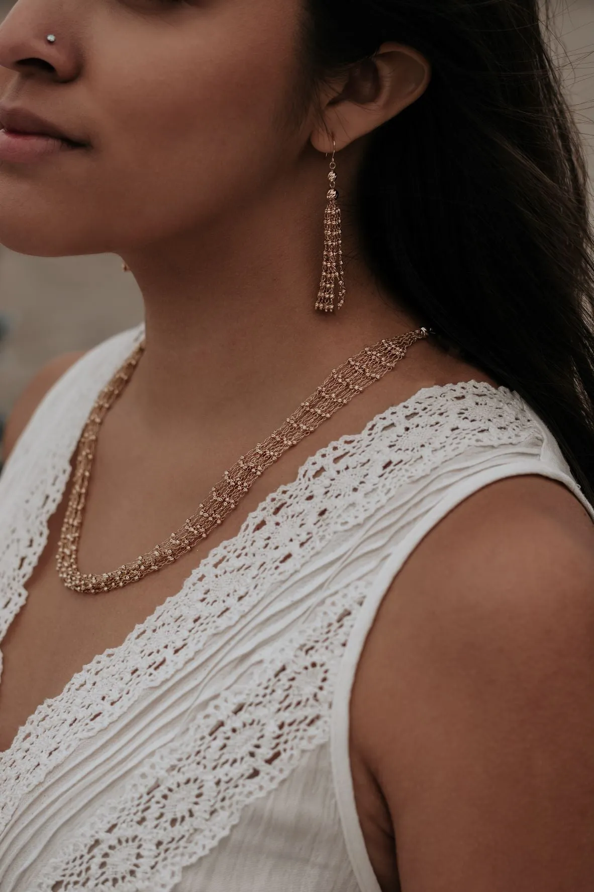 Yellow Gold Tassel Earrings