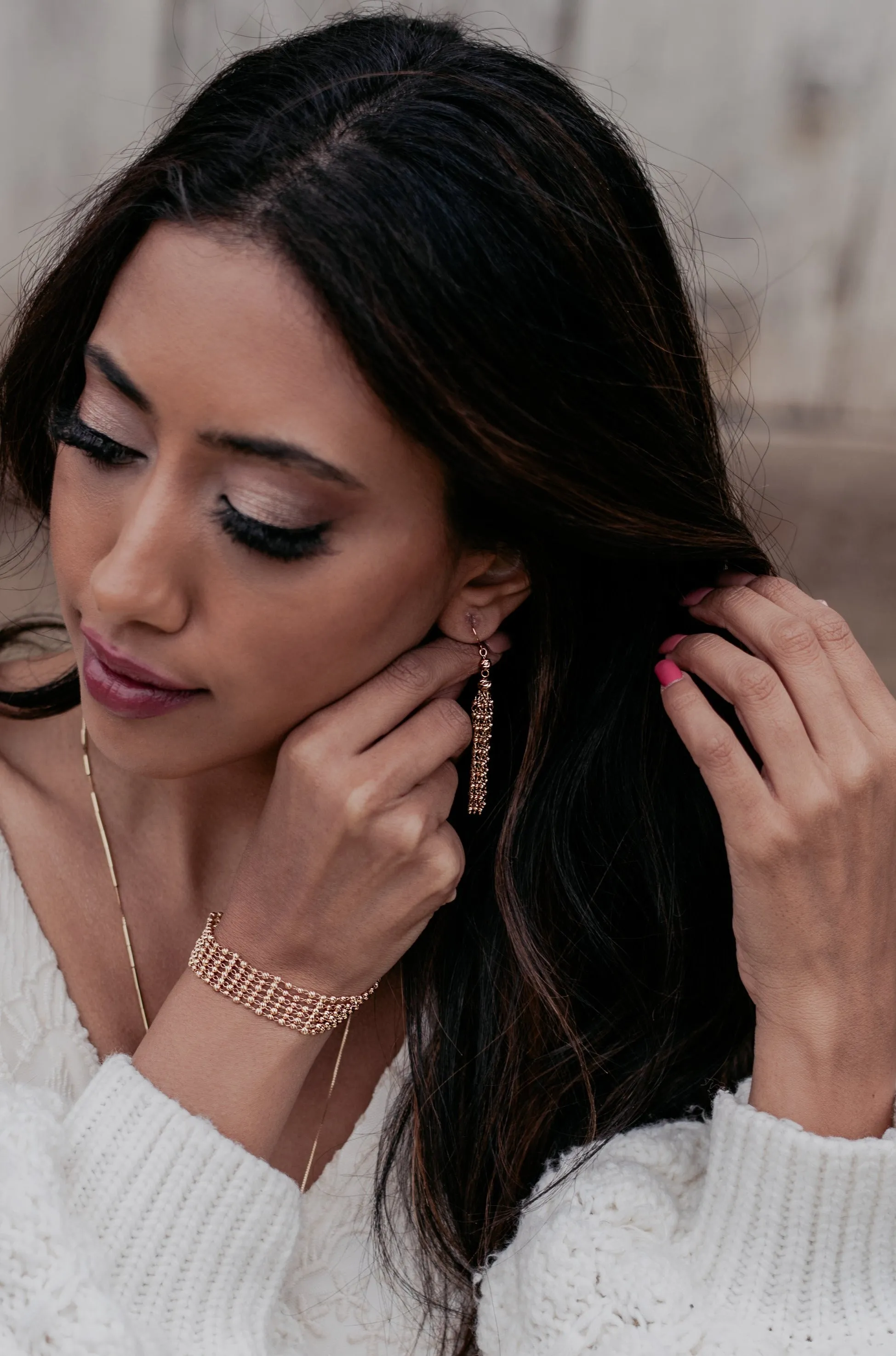 Yellow Gold Tassel Earrings