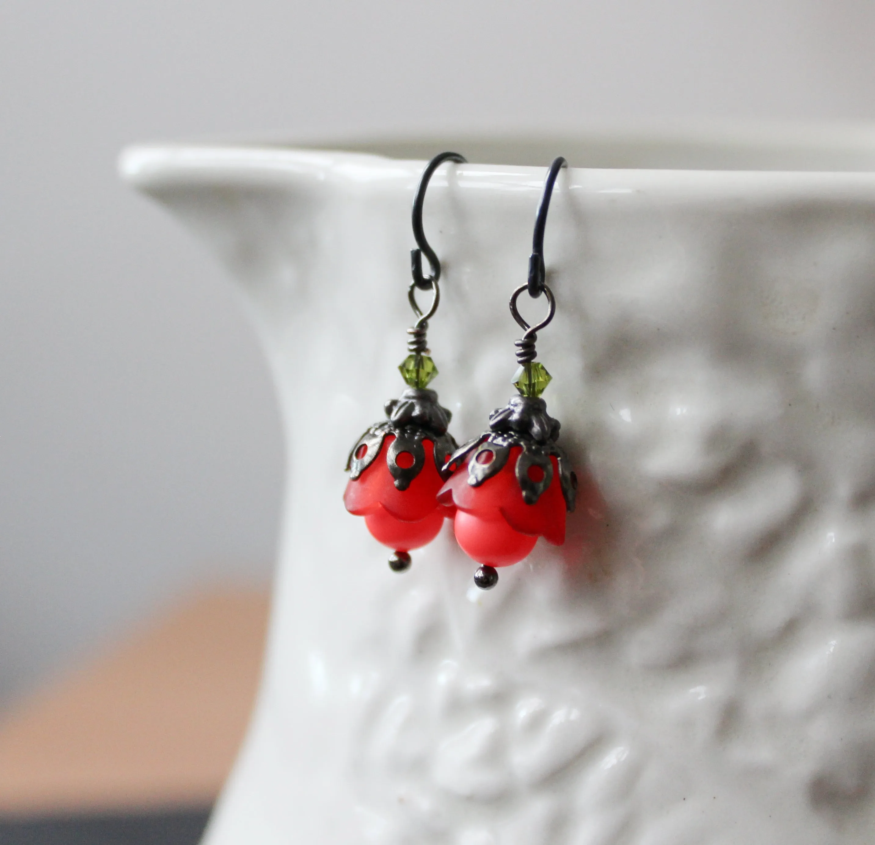 Yew Berry Red Fairy Earrings