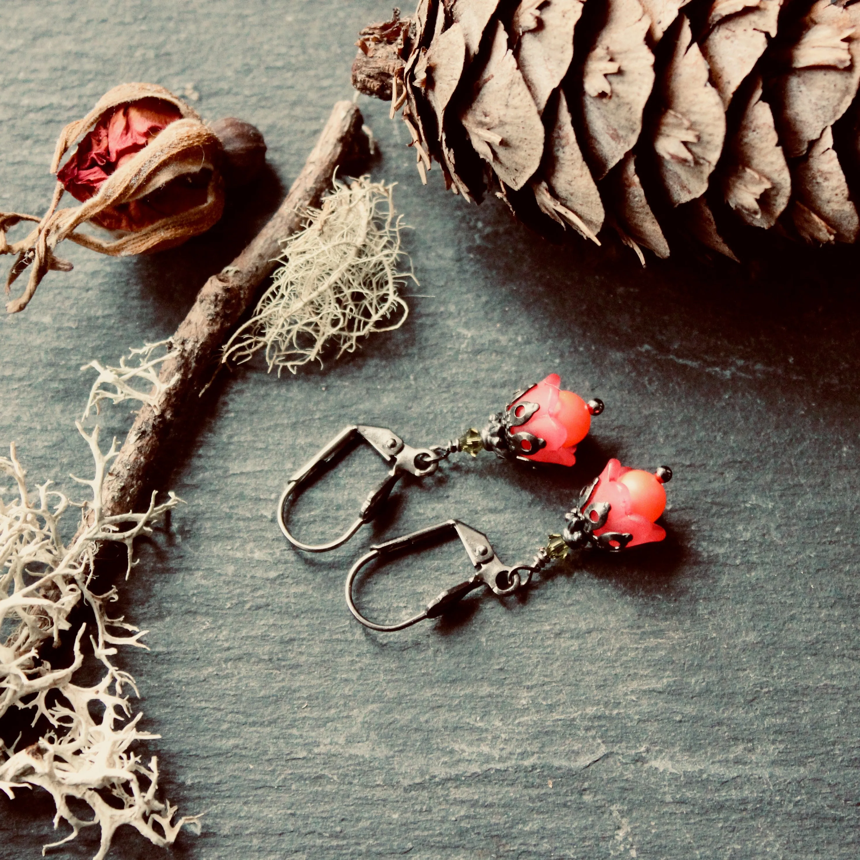 Yew Berry Red Fairy Earrings