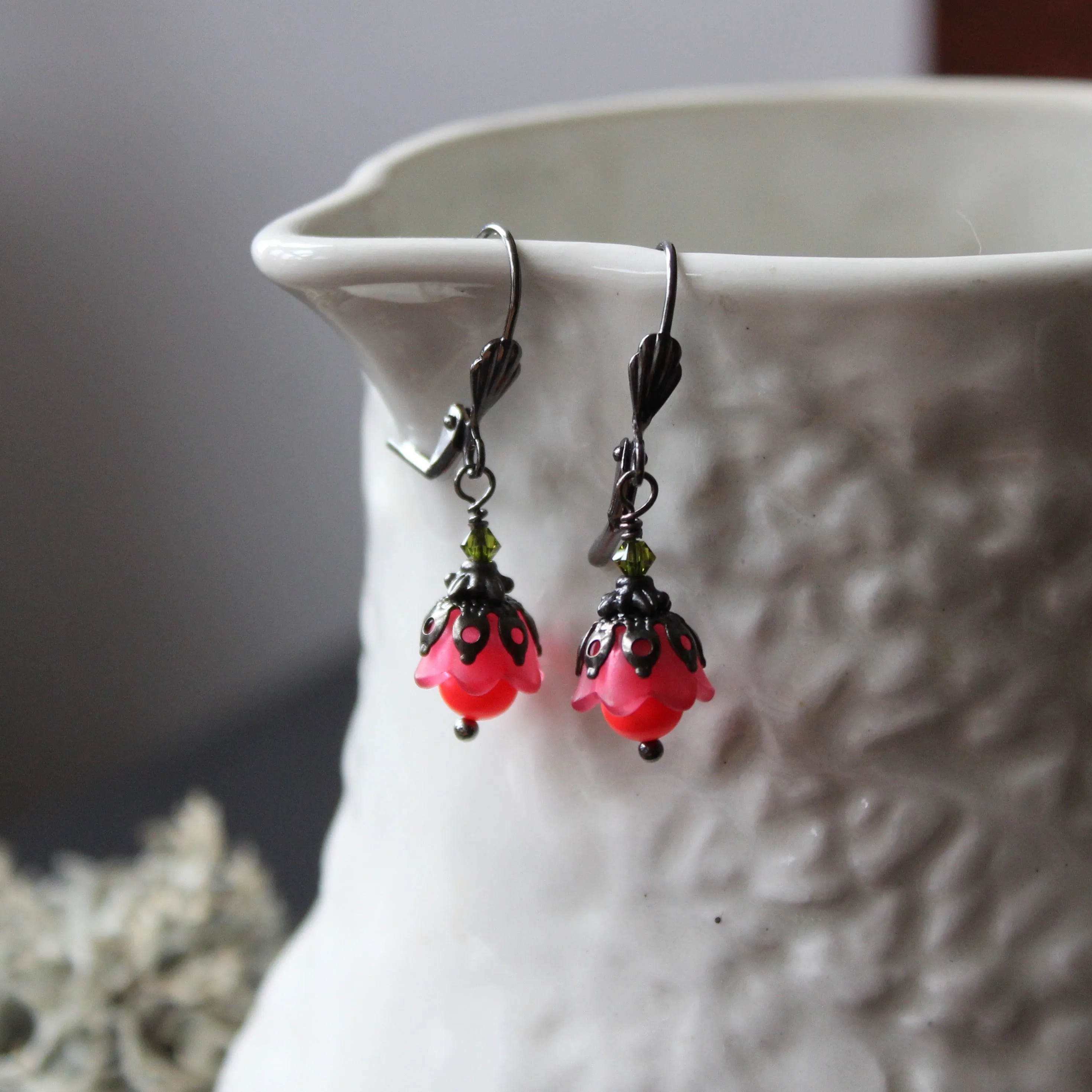 Yew Berry Red Fairy Earrings