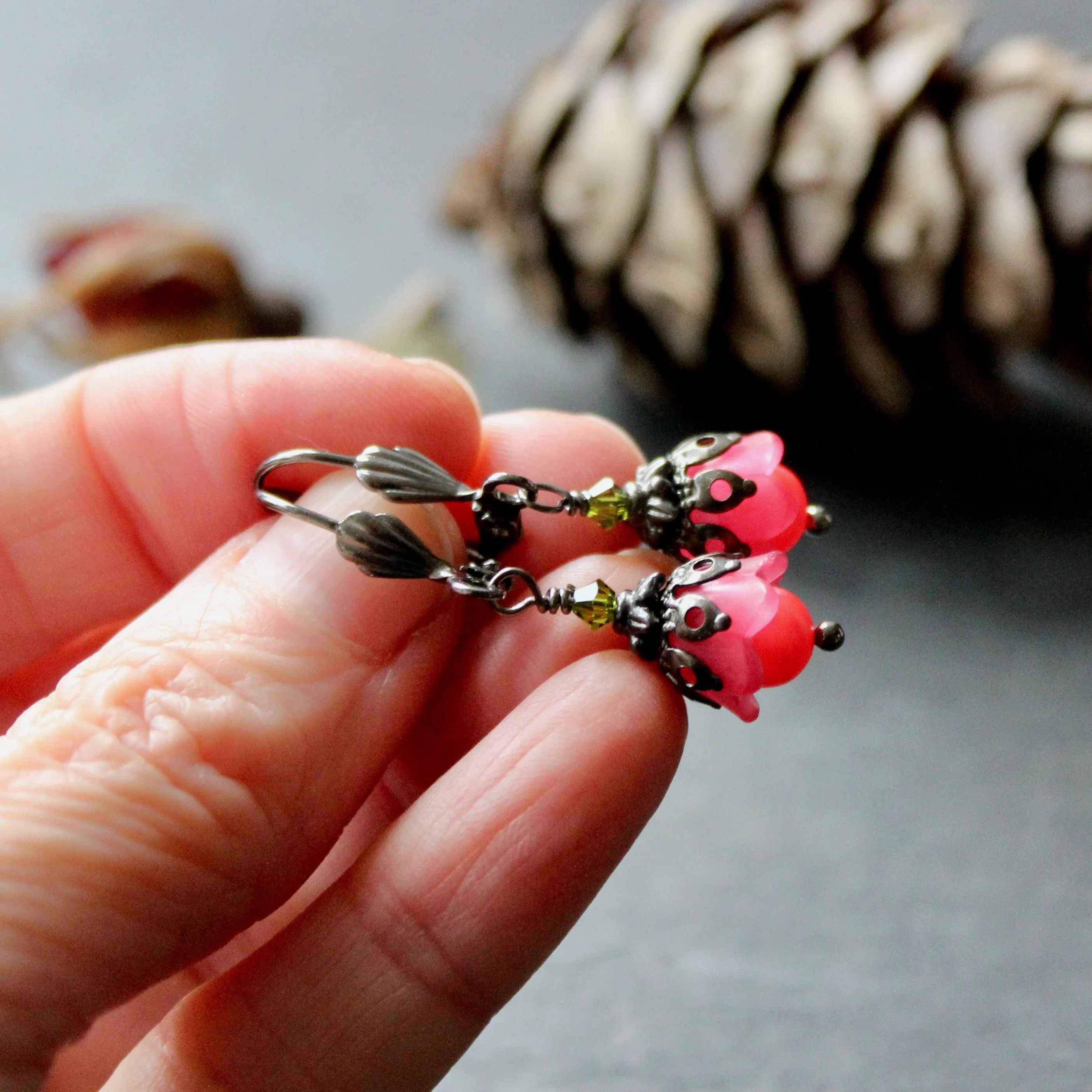 Yew Berry Red Fairy Earrings