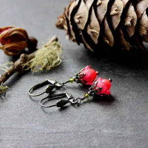 Yew Berry Red Fairy Earrings